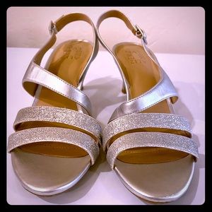 Naturalizer Strappy Silver/Pearlized Glitter Heels